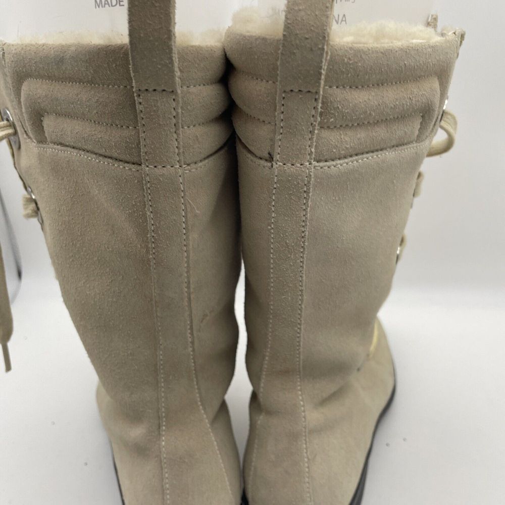 Cole Haan Women's Ivory Suede‎ Boots Fur Lined Waterproof Lace-Up Mid-Calf 6.5B - Picture 4 of 14